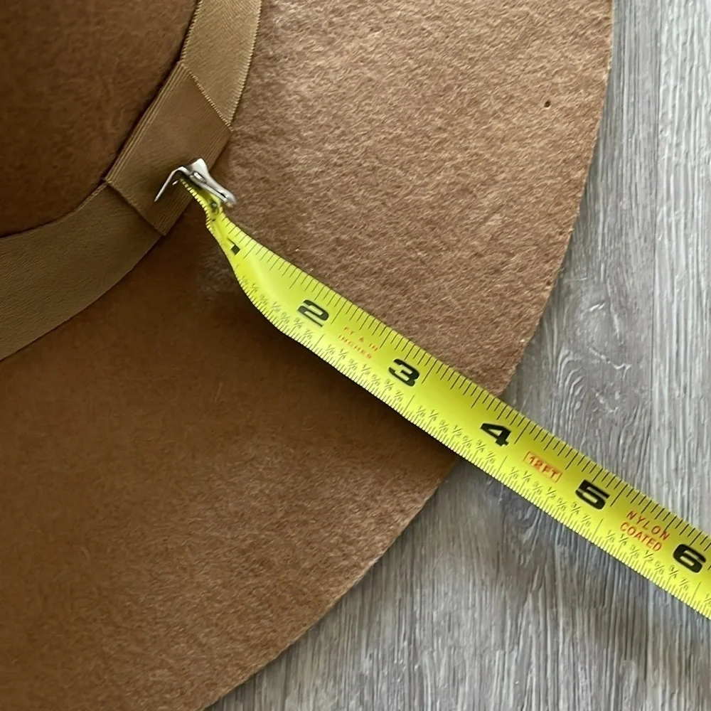 Twiggy London Women's Fedora Floppy Hat 100% Wool Felt Tan Wide Brim Western